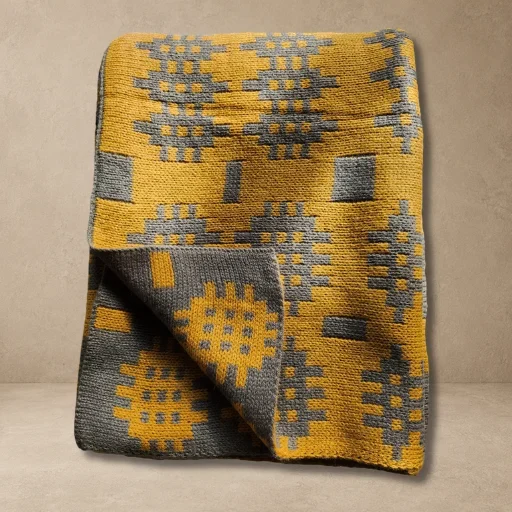 Blanket in Mustard YellowGrey